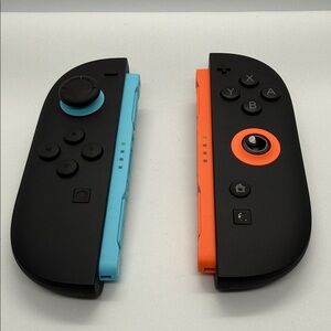 Nintendo Black Joy-Con Pair with Blue Left & Orange Right Rails
